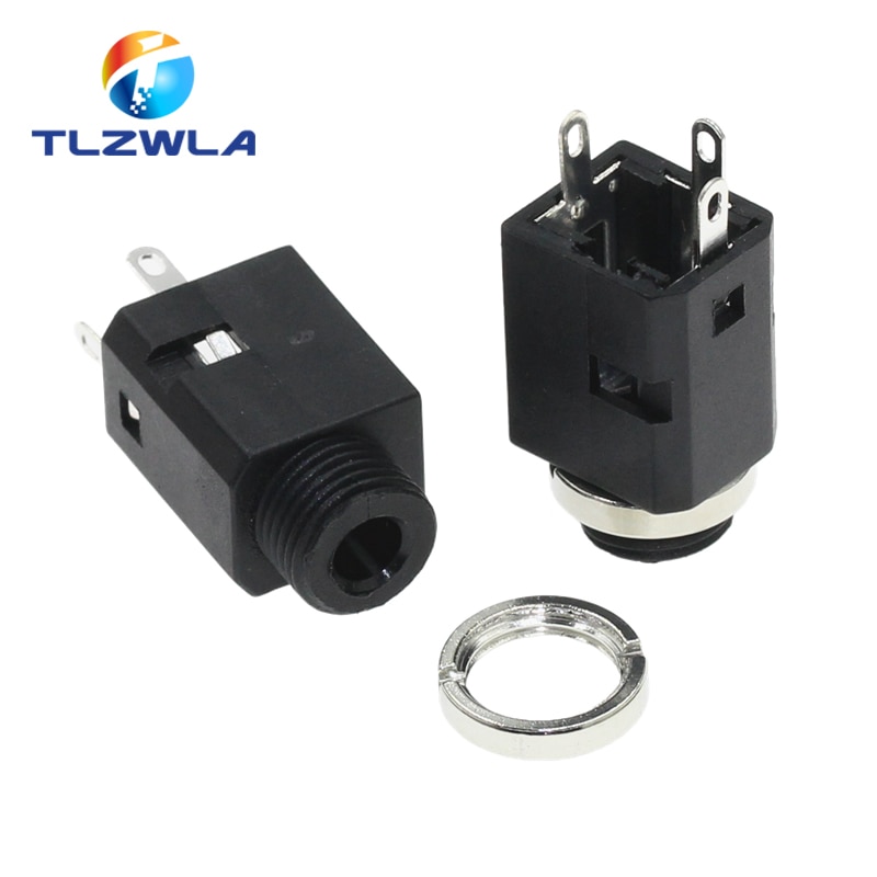100Pcs PJ-341 DC30V 0.5A 3.5MM Audio Socket Connector Vertical 3Pin With Nut PJ341