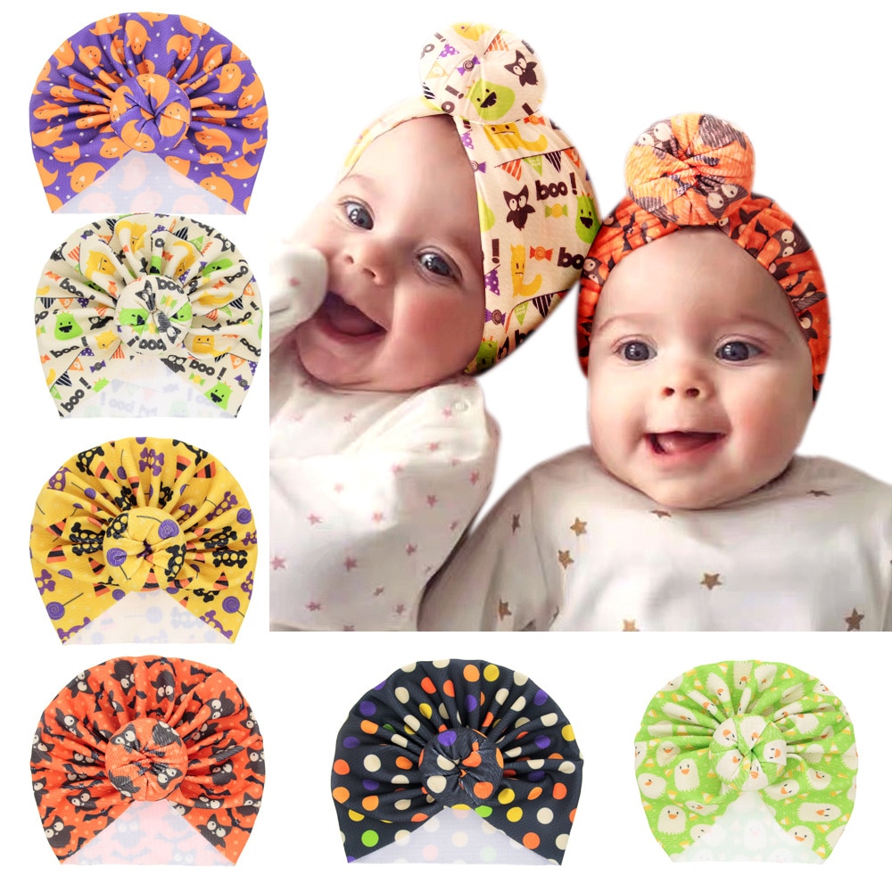 New 1PCS Halloween Round Ball Hedging Hat Newborn Infant Toddler Caps Turban Baby Girls Beanie Halloween Dress Up Gift Headwear