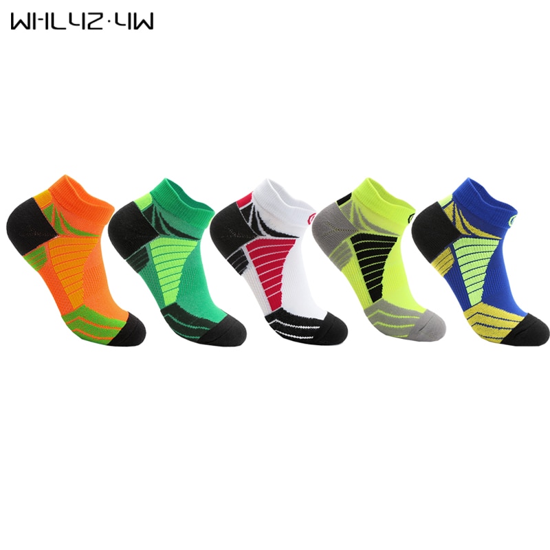 5 Pairs Running Socks Sports Basketball Football Cycling Men Anti Slip Breathable Moisture Wicking Thick Black Seamless Athletic