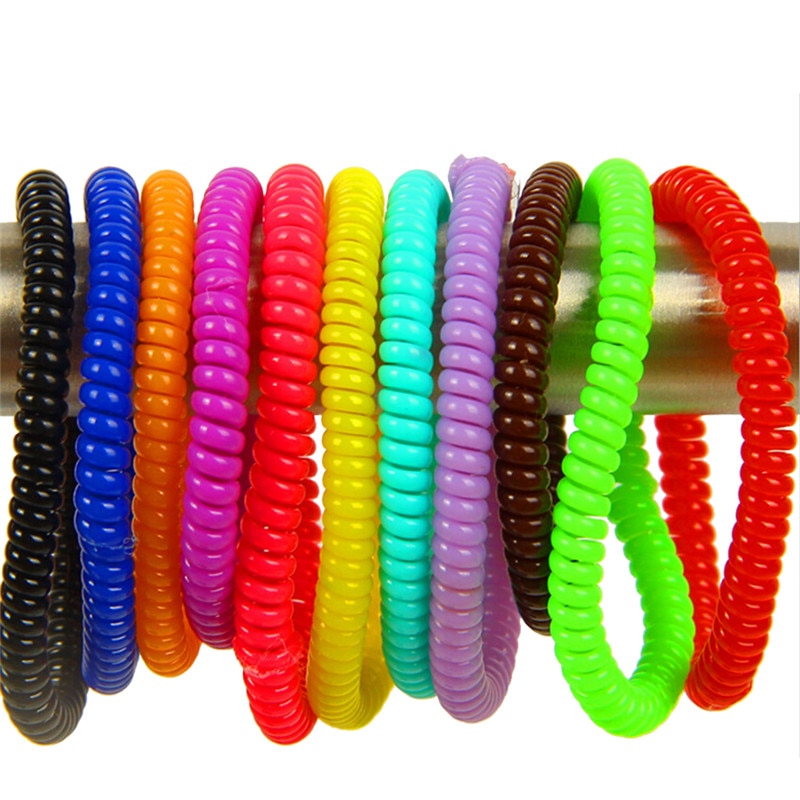 10PCS Colorful Elastic Bands Telephone Line Hair Ropes Hair Accessories Kid Ponytail Holder Tie Gum