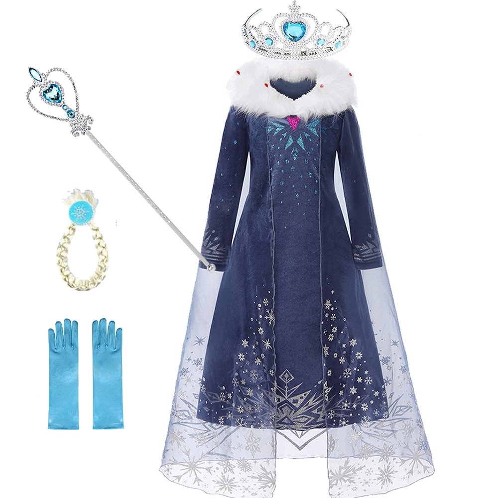 Anna Elsa Snow Queen Cosplay Party Princess Summer Dress Kid Girl Cartoon Sleeve Costume Birthday Gift Performance Show Clothing