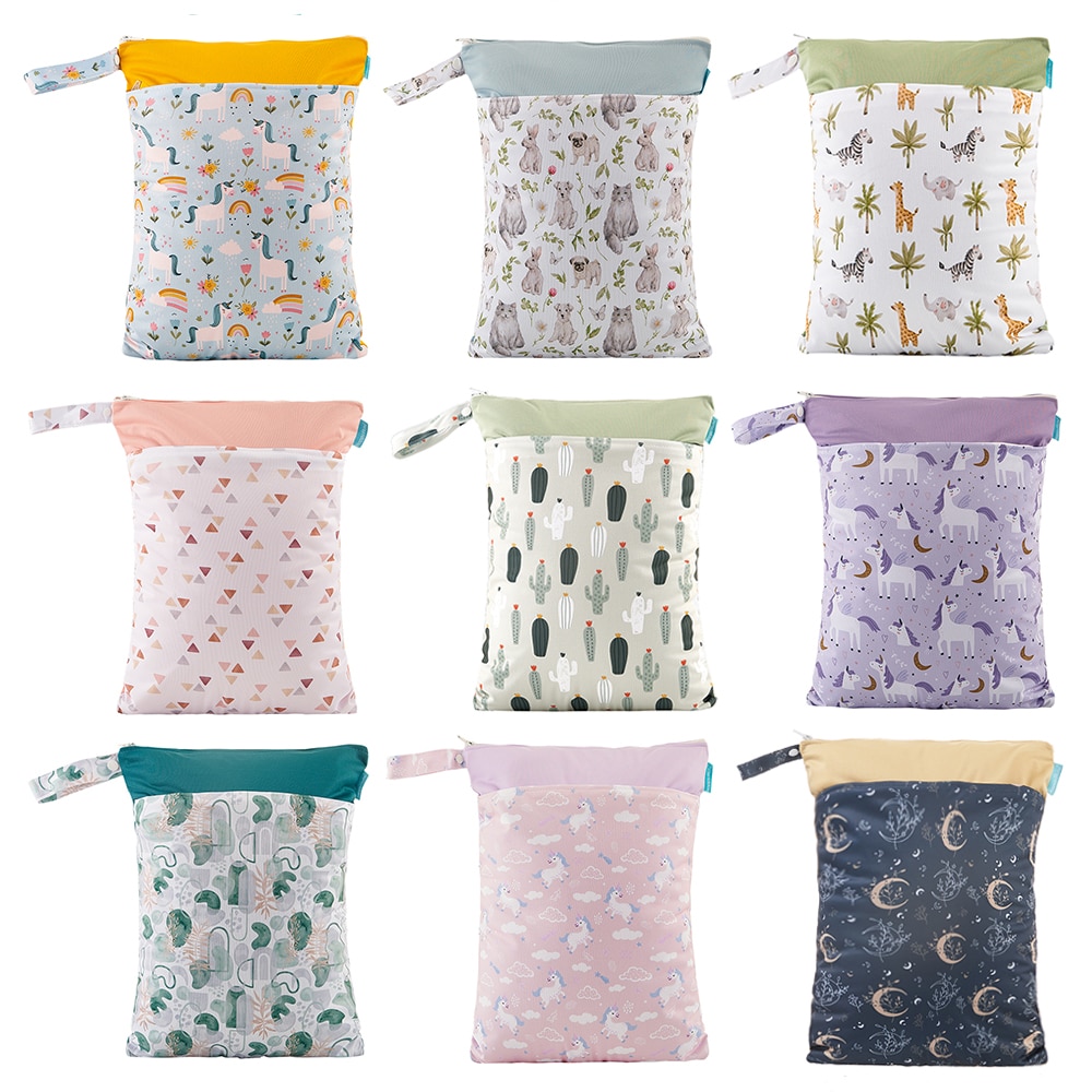 HappyFlute Double Zippered Wet/Dry Baby Diaper Bags Waterproof Cloth Diaper Backpack Reusable WetBag
