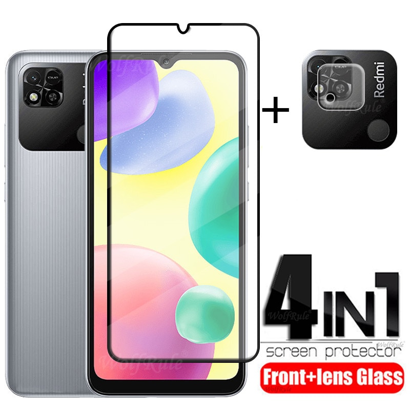 4-in-1 For Xiaomi Redmi 10A Glass For Redmi 10A HD 9H Full Protective Tempered Glass For Redmi 10A 9C Note 8 Pro 8T Lens Glass