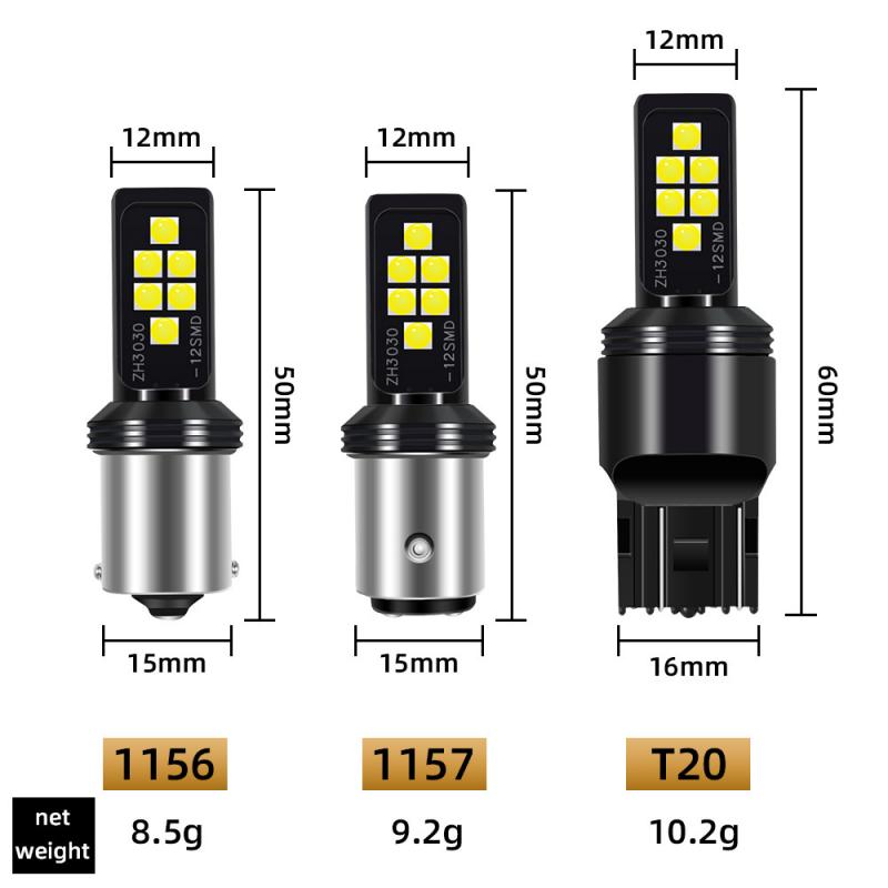 T20 1156 1157 LED Bulbs 3030 12 smd led CanBus No Error 1156 BA15S led lamp for Turn Signal