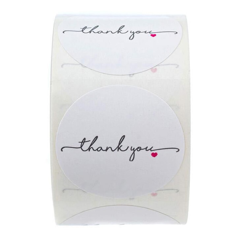 50-500pcs Round White paper label sticker thank you sticker scrapbook 1 inch wedding envelope seal handmade stationery sticker