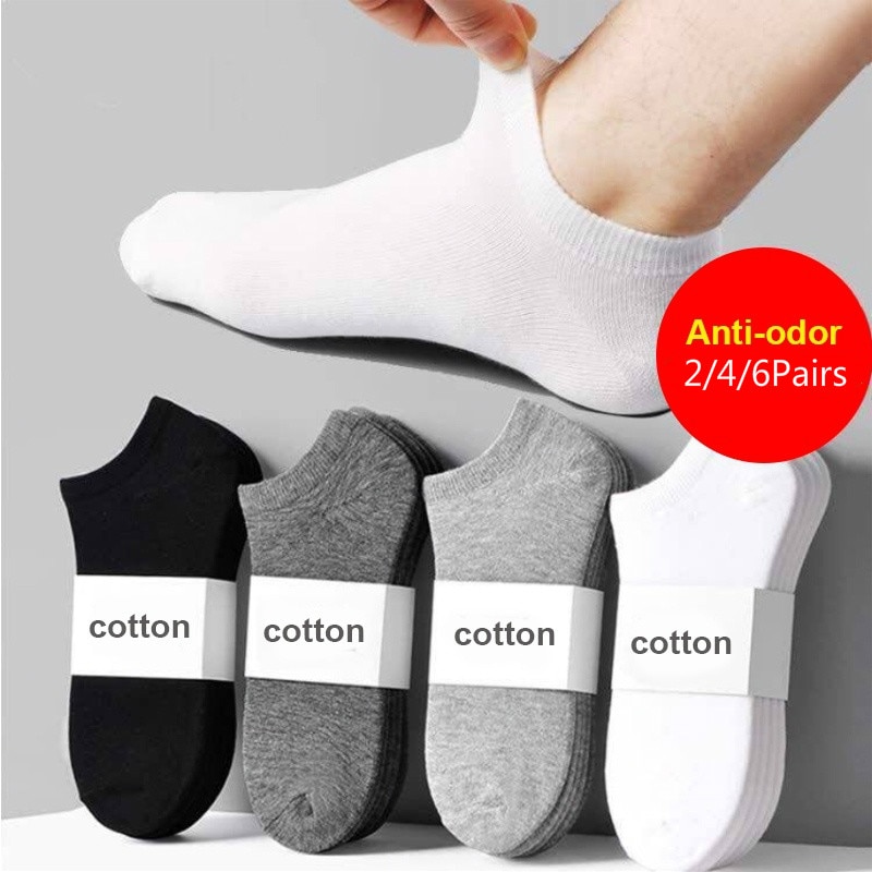 2/4/6 PCS Breathable Ankle Invisible Boats Socks Men Cotton Short Socks Low Cut Sport Socks for Casual Socks Men Invisible Sock
