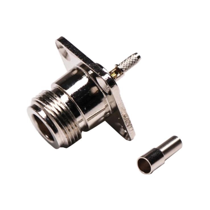 2pcs N Type Female Plug 4 Hole Flange Crimp For RG316 RG174 Cable RF Connector