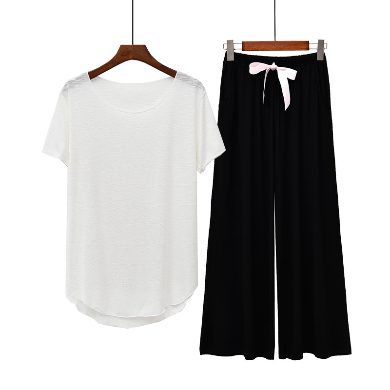 New Modal Fat Big Size Color Cotton Pajamas Women Summer Autumn Wide-leg Pants Casual Loose And Comfortable Home Service Yoga
