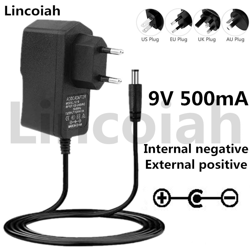 9V 0.5A 500mA AC/DC Adaptor Adapter Power Supply Wall Charger For hotone Ditto Looper guitar pedal