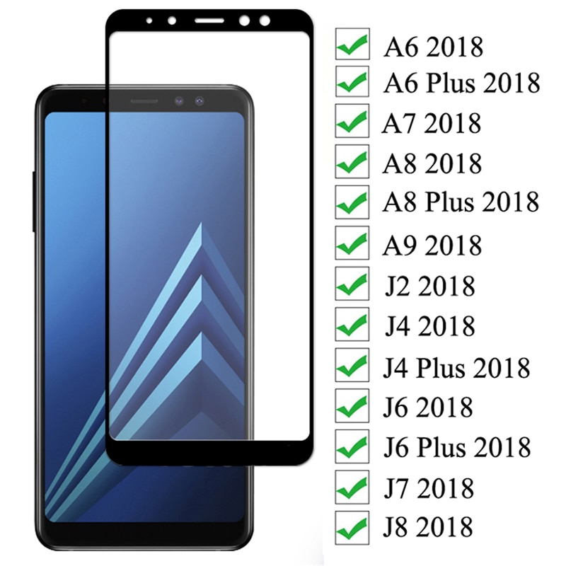 9D Protective Glass On the For Samsung Galaxy A6 A8 J4 J6 Plus for samsun J2 J8 A7 A9 Tempered Glas Screen Protector