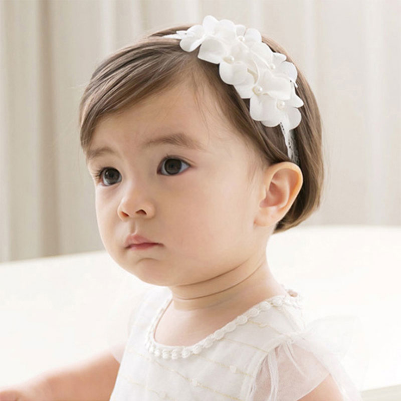Newborn Cute Baby Pearl Hairband White Lace Flower Handmade Elastic Headband for Girl Toddler Infant Headbands повязка на голову