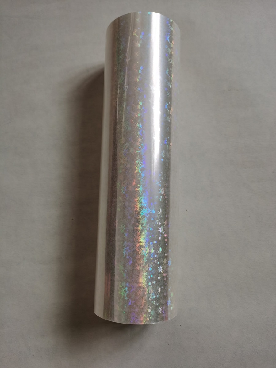 Transparent holographic foil star design hot stamping on paper or plastic transfer design foil laminate film