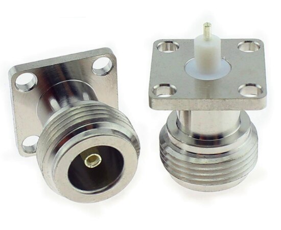 10pcs 17.5x17.5mm N type female RF Adapter N Type Connector FeMale RF COAX connector 4-hole panel mount