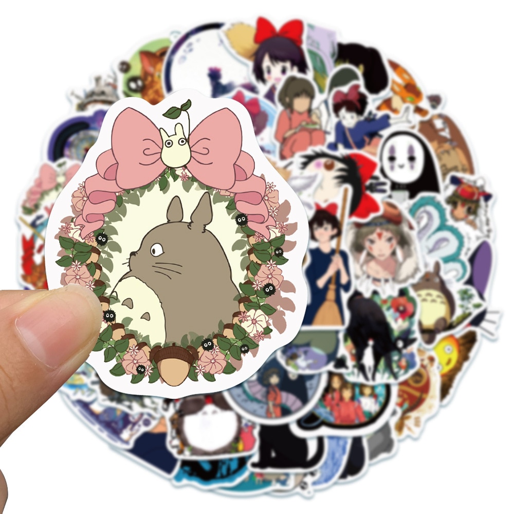 10/50Pcs Miyazaki Hayao Anime Stickers Moving Castle Spirited Away Cartoon Stickers For Bike Laptop Book Luggage Kids Toys