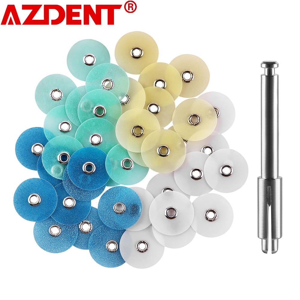 AZDENT Dental Polishing Discs Gross Reduction Contouring Mandrel Stripes Set Dental Materials Teeth Whitening 40/80pcs/box