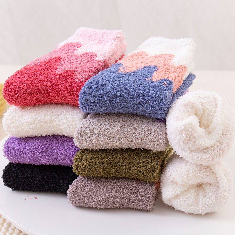 Thickening Winter Cashmere Socks Lovely Plush Keep Warm Sleep Home Floor Ladies Funny Socks Coral Fluffy Feet Warmer Soken meias