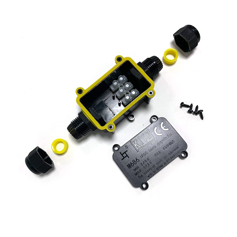 2 Way Waterproof Junction Box IP68 6-12mm Electrical Wire Sealed Retardant Cable Connector Outdoor Junction Case for Led Lights