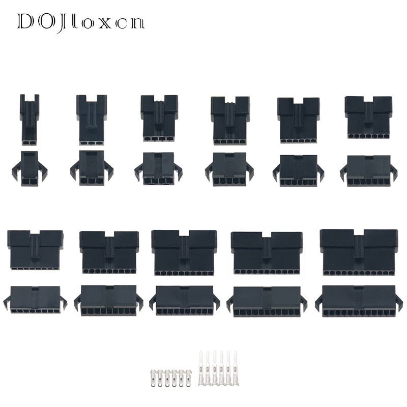 5/10 Sets 2 3 4 5 6 7 8 9 10 11 12 Pin Pitch 2.54mm SM Male Female Wire Connector Housing With Terminal SM-2P SM-2R JST SM2.54