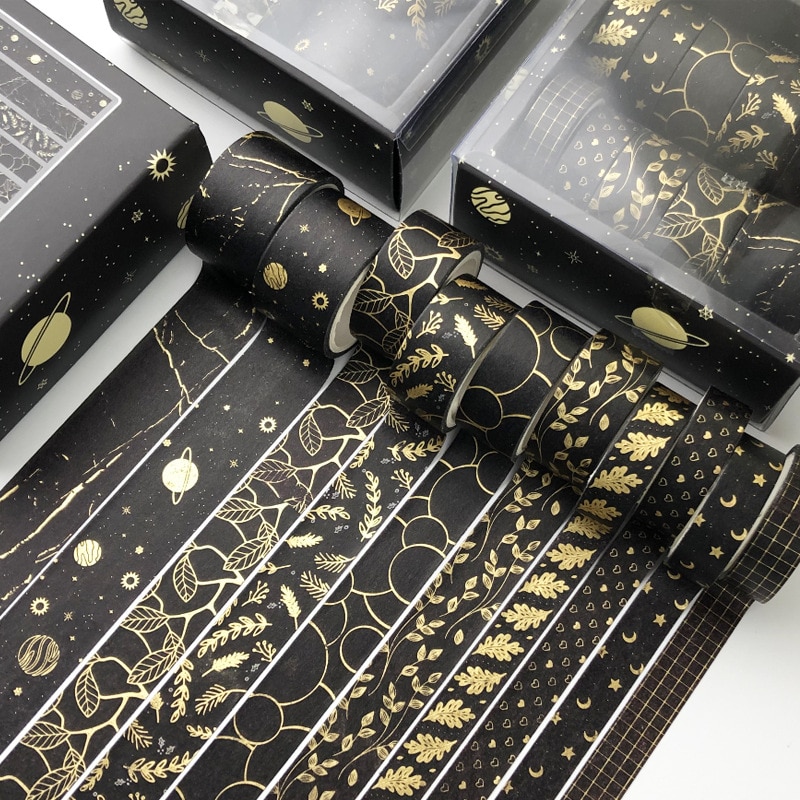 Mohamm 10 Pcs/lot Gold Foil Paper Scrapbooking Diy Masking Washi Tape Stationary School Supplies