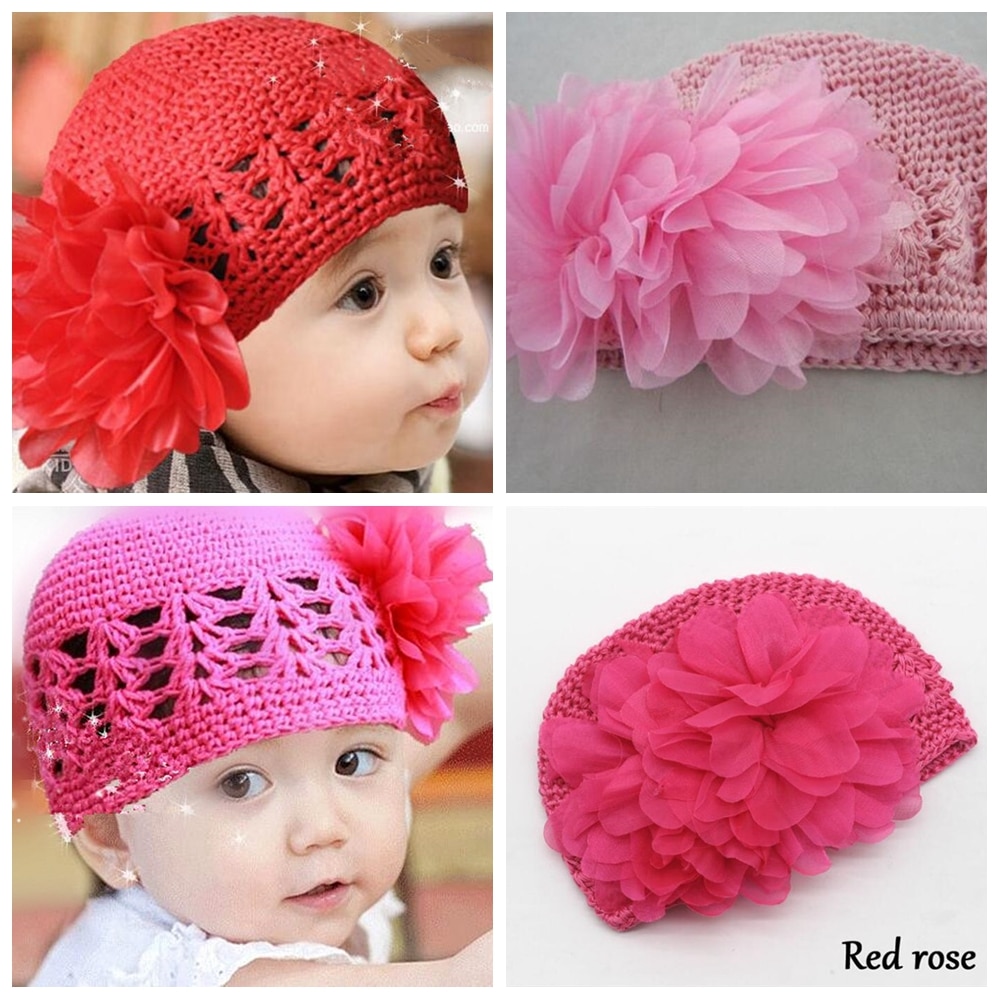 Yundfly Toddler Autumn and Winter Baby Girls Wheat Flower Crochet Hat Skull Beanies Hat Child Knitted Hollow Hat