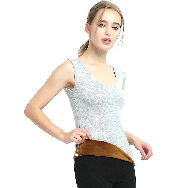 AECU Warm Women Plus Size Velvet Thermal Vest Corset Sleeveless 5XL Winter Underwear Tops Sexy Men Velvet Top Lovers Underwear