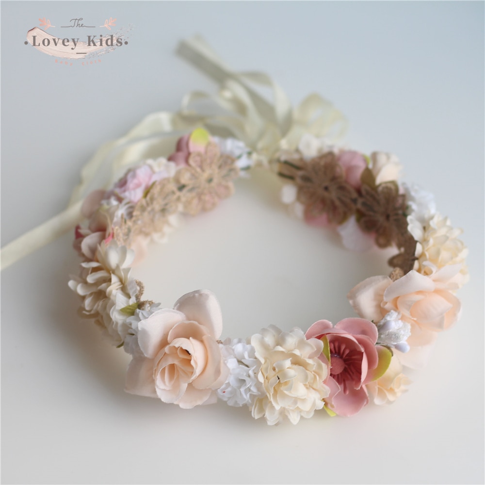 Flower Floral Girl Crown Wedding Boho Headpiece Headband Hair Wreath Headdress Bohemian Beach Wear Holiday Accessories