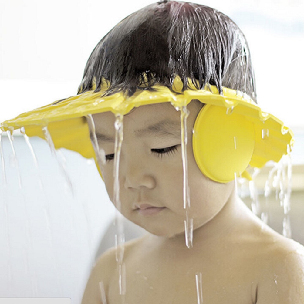 1Pc New Adjustable Baby Kids Shampoo Bath Bathing Shower Cap Hat Wash Hair Shield With Ear Or Not With Ear