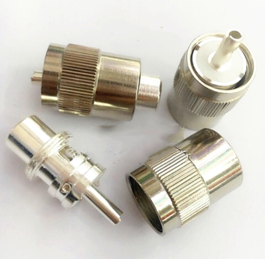20pcs Connector UHF male PL259 plug solder RG58 RG142 RG400 LMR195 cable Silver
