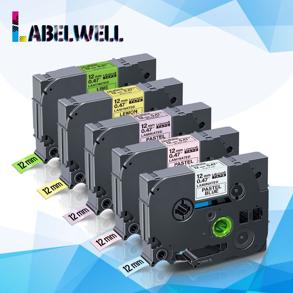 Labelwell 5PK 12mm Compatible for MQ531 MQE31 MQF31 MQY31 MQG31 Laminated Label Tapes for label Printer label maker