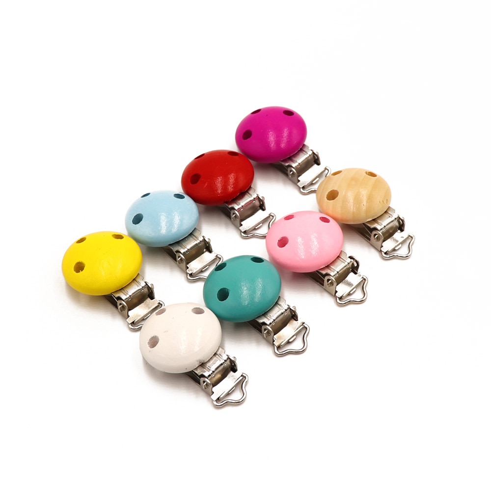 TYRY.HU 3pcs Metal Wooden Baby Pacifier Clips Holders Cute Infant Soother Clasps Holders Accessories Diy Tool Toys