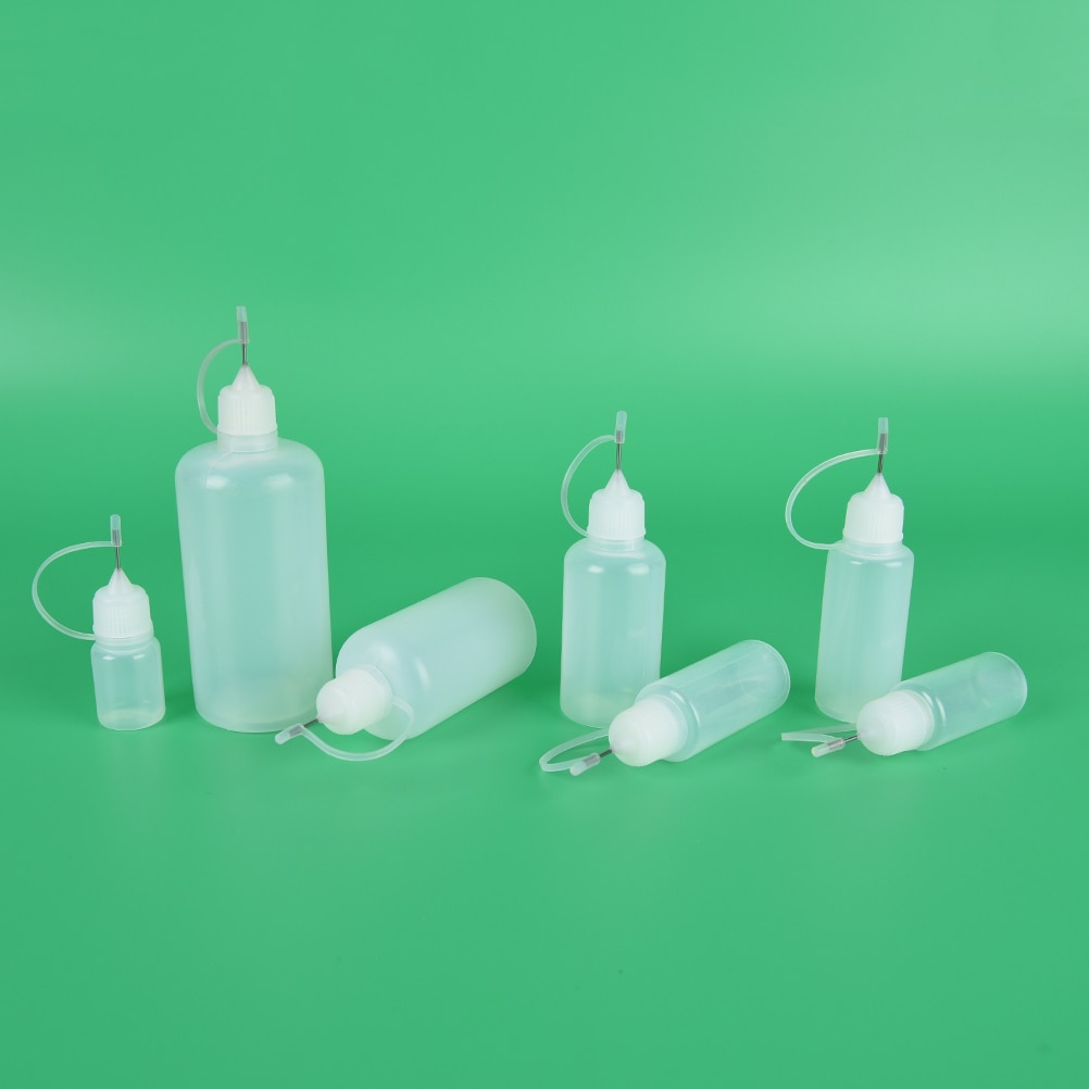 1pc Empty Squeezable Bottle Needle Tip 30ml Needle Squeeze Metal Needle Cap White Plastic Dropper Bottles