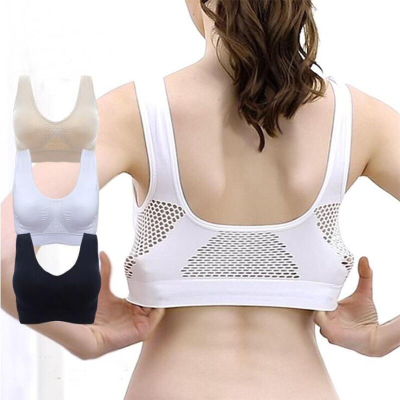 Active Plus Size Bras For Women Push Up Seamless Running Extension Bralette Saisus Breathable Mesh Ladies Underwear With Pad