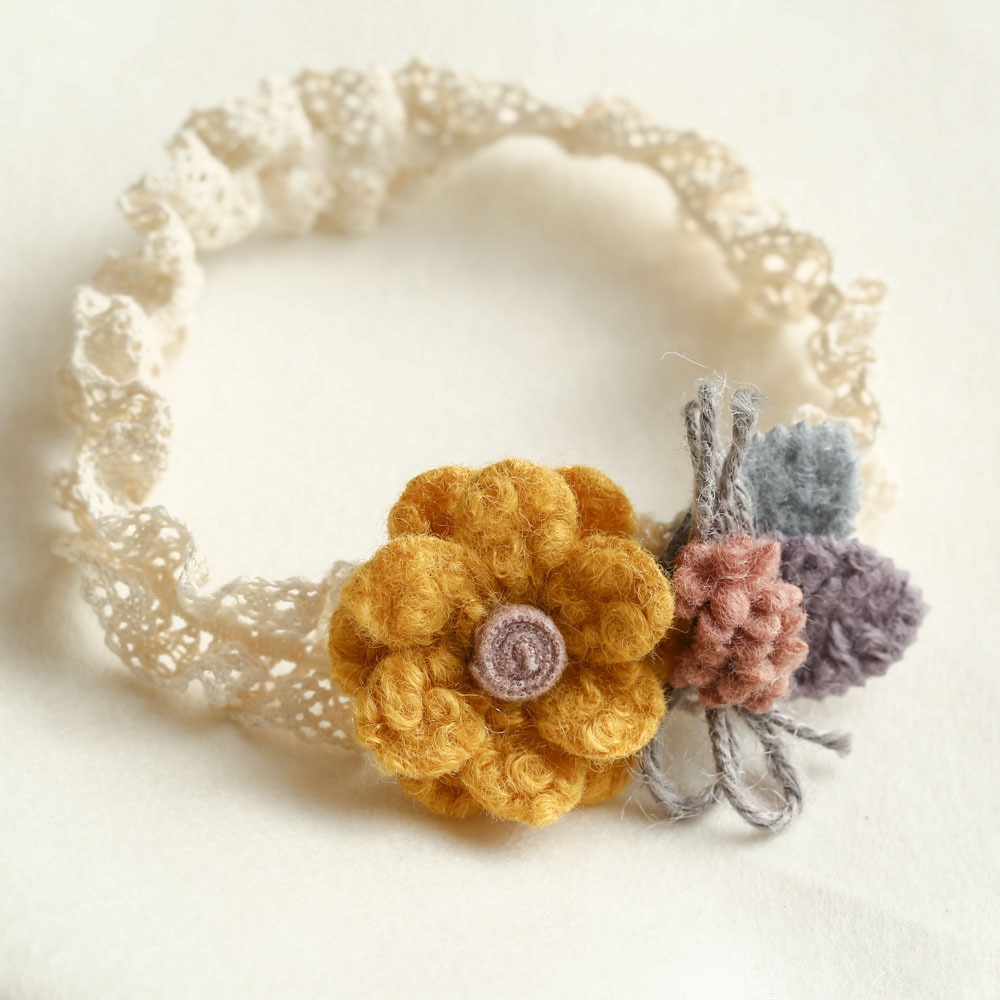Baby Girls Headband Kids Woolen Flower Head Wrap Soft Infant Lace Turban Traceless Toddler Lovely Hairband Newborn Photo Props