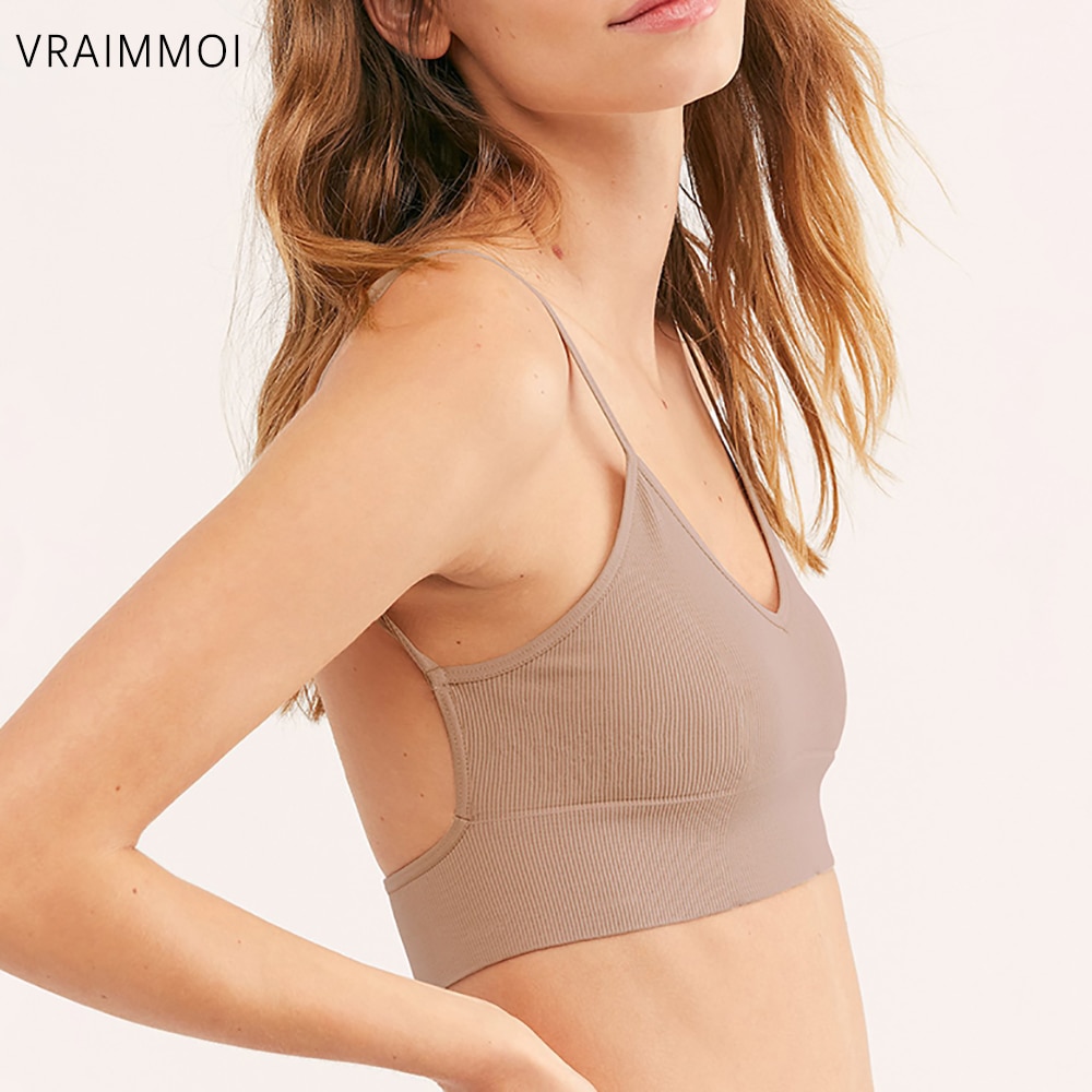 VRAIMMOI Sexy Low Back Bralette Female Underwear Lingerie Tops Girls Fashion Brassiere Basic Stretchy Backless Tank Crop Top
