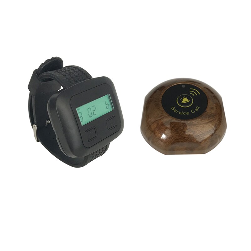 Wireless Calling Paging System 1 Button Transmitters + 1 Wrist Watch Frequency 433MHz For Restaurant Clinic Cafe Shop