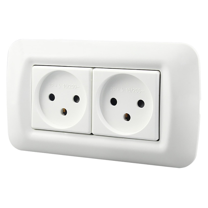 16A Wall Receptacle Outlet, PC Wall Plate Included, Type H Standard Double Power Socket Receptacle for Home Office, White