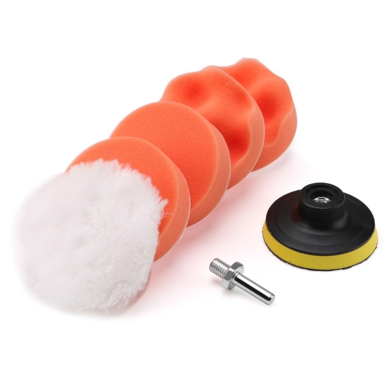 7Pcs Buffing Pad Set Thread 3 inch Auto Car Polishing pad Kit for Car Polisher + Drill Adaptor M10 Power Tools accessories