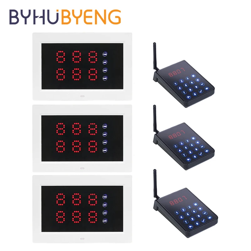 BYHUBYENG LED Display Wireless Service Queue Management Ticket Pager Restaurant Nurse Call System Enfermagem Chamada