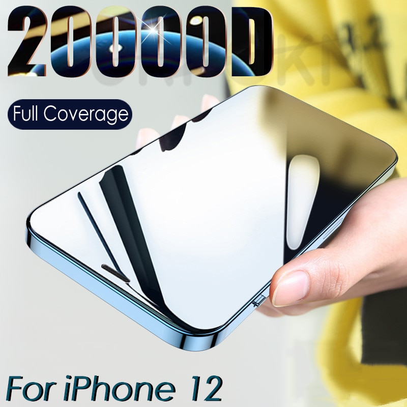 20000D Curved Full Cover Glass On For iPhone 12 Mini 11 12 Pro X XR XS Max SE 6 6S 7 8 Plus Tempered Glass Film Screen Protector