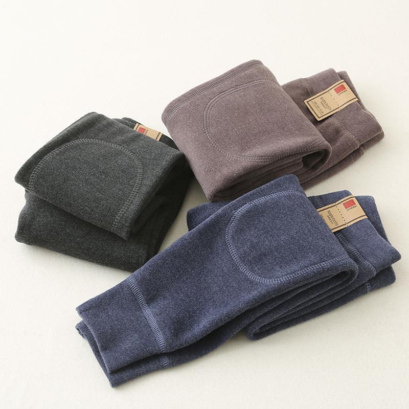 Boy's Autumn/Winter Knee Protection Thermal Velvet Warm Pants Children's Solid Double-Layer Thickened Long Johns 100-1