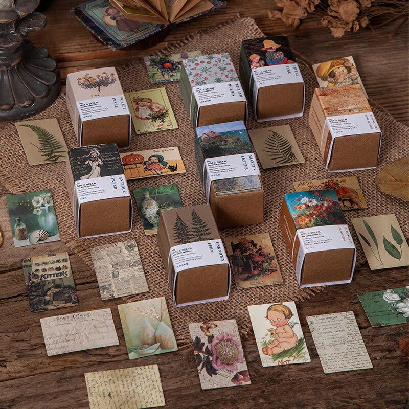 100 Pcs/pack Vintage Small Library Series Scrapbooking Paper Pack Card Making Journaling Project Diy Diary Decoration Lomo Cards
