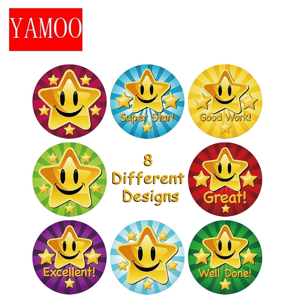 Kids Awards Stickers Creative School Supplies Cute Star 2.5cm Round Toy