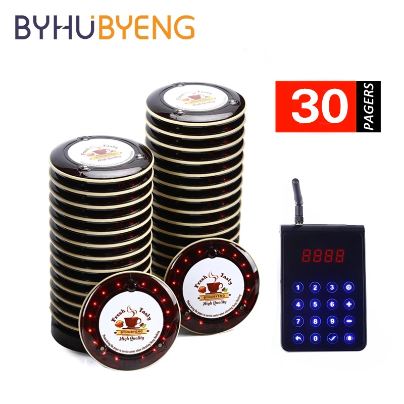 BYHUBYENG 30pcs Waterproof Coaster Pager Wireless Buzzer System Guest Cafe Customer Calling Vibrate Restaurant Queue Fast Food