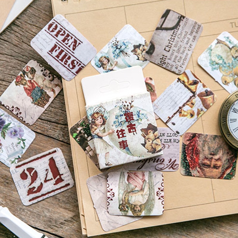 45 Pieces/pack Vintage Paper Scrapbooking Stamp Sticker Collection Flakes Diary Albums Planner Journaling Stationery