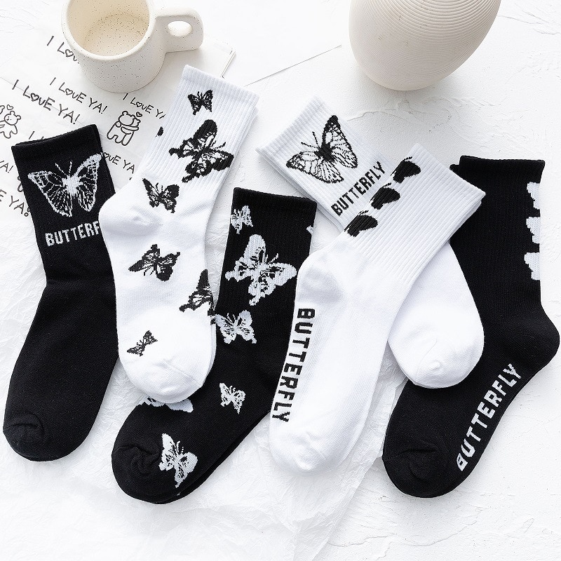 5 Pairs/Pack Women Socks Cotton Cute Cartoon Fruit Harajuku Autumn Winter Kitten Cat Banana Avocado Socks Smile Female Socks