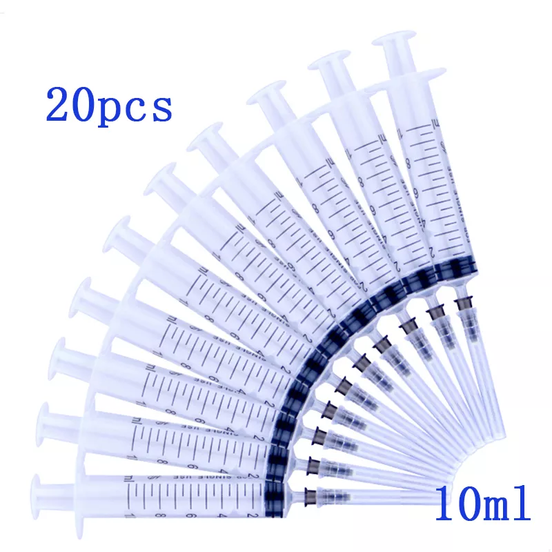 20pcs 10ml Disposable Plastic Veterinary Syringe With Needles For Pet Farm Animal Cat Dog Pig Cattle Sheep Horses caliber12x30mm