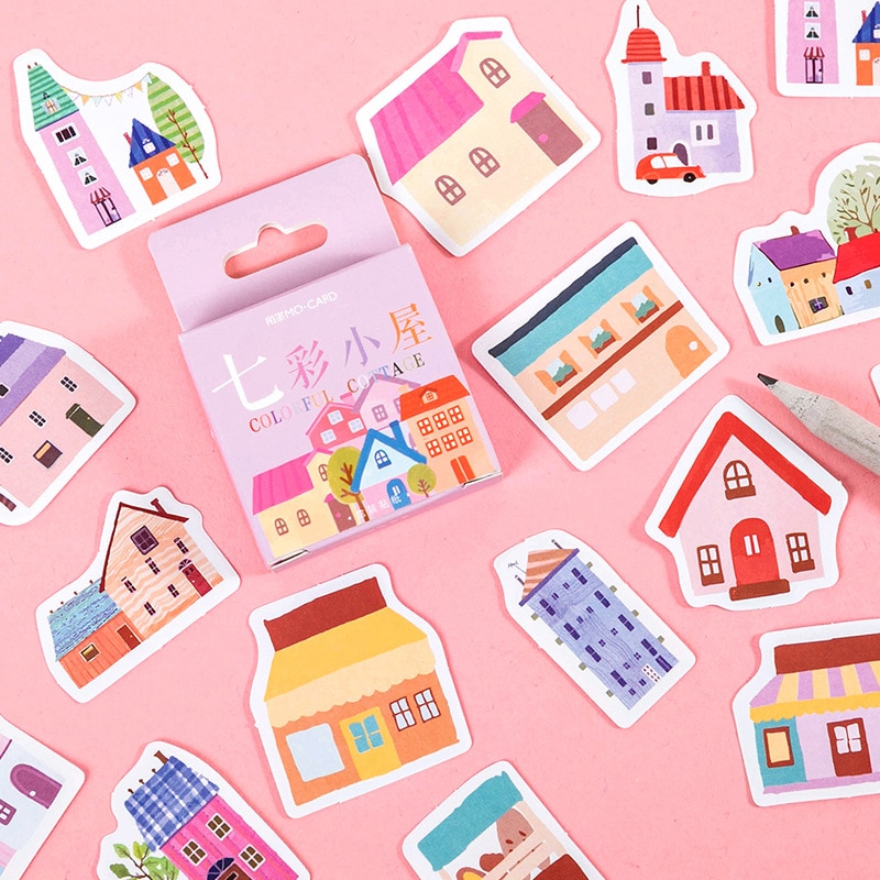 45 Pcs/pack Creative Colorful House Mini Paper Sticker Decoration Diy Ablum Diary Scrapbooking Label Sticker Kawaii Stationery