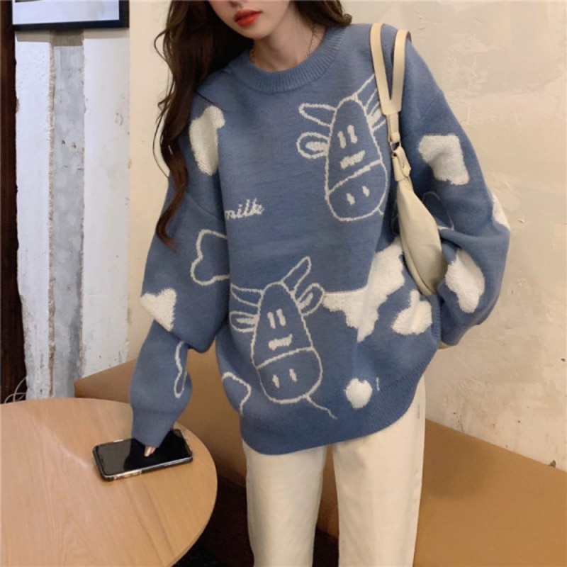Sweater New Autumn And Winter Pullover Women's Korean Version Loose And Harajuku Style Wear Ancient Coat Fashion En*