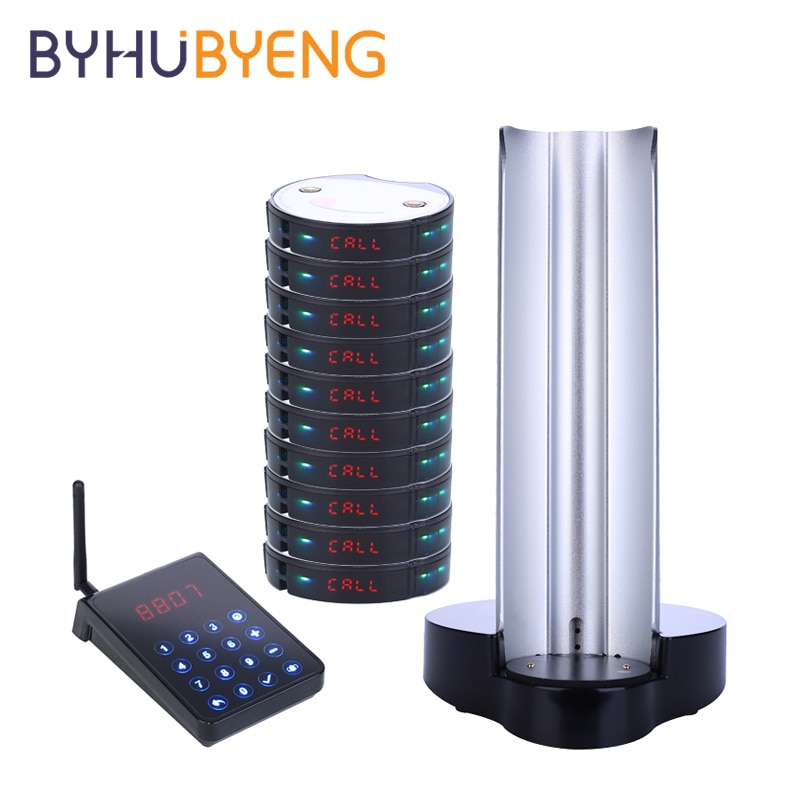 Wireless Guest Paging System Restaurant Pager for Guest Service CE FCC Full water-proof Certified Long Range 10pcs Buzzers