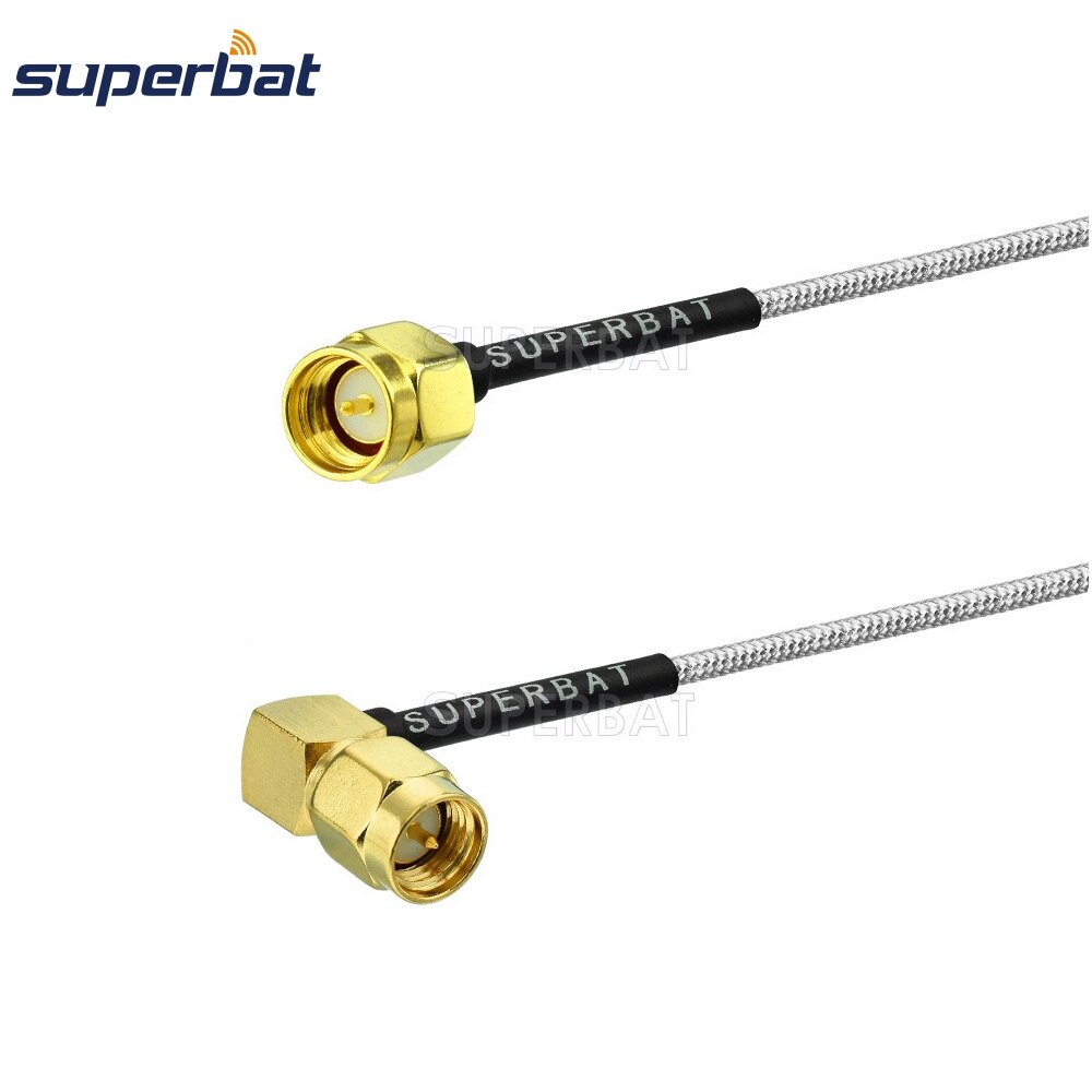 Superbat SMA Plug Straight to Right Angle Male Connector Coax Pigtail Antenna RG405 086 Cable 10cm for Wireless Radio